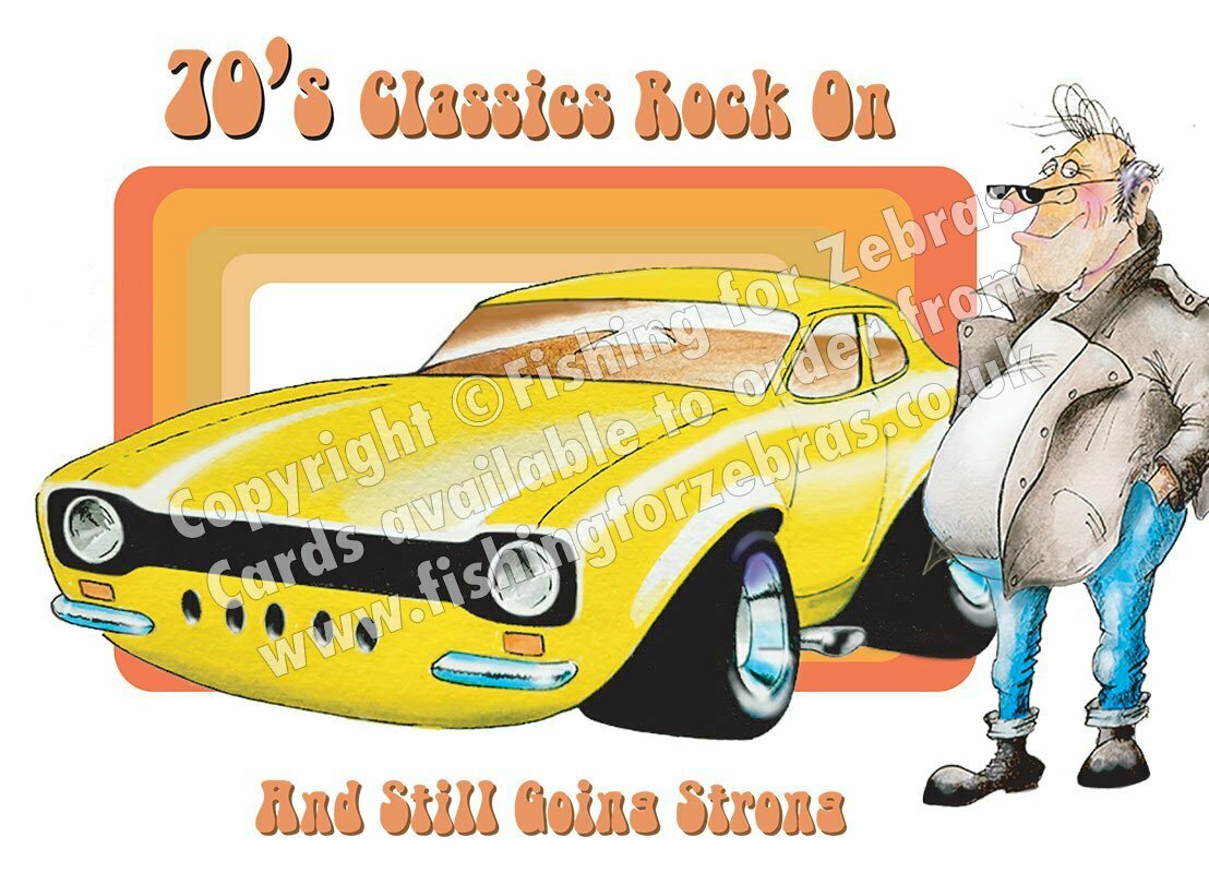 70s Classics Rock On greetings card
