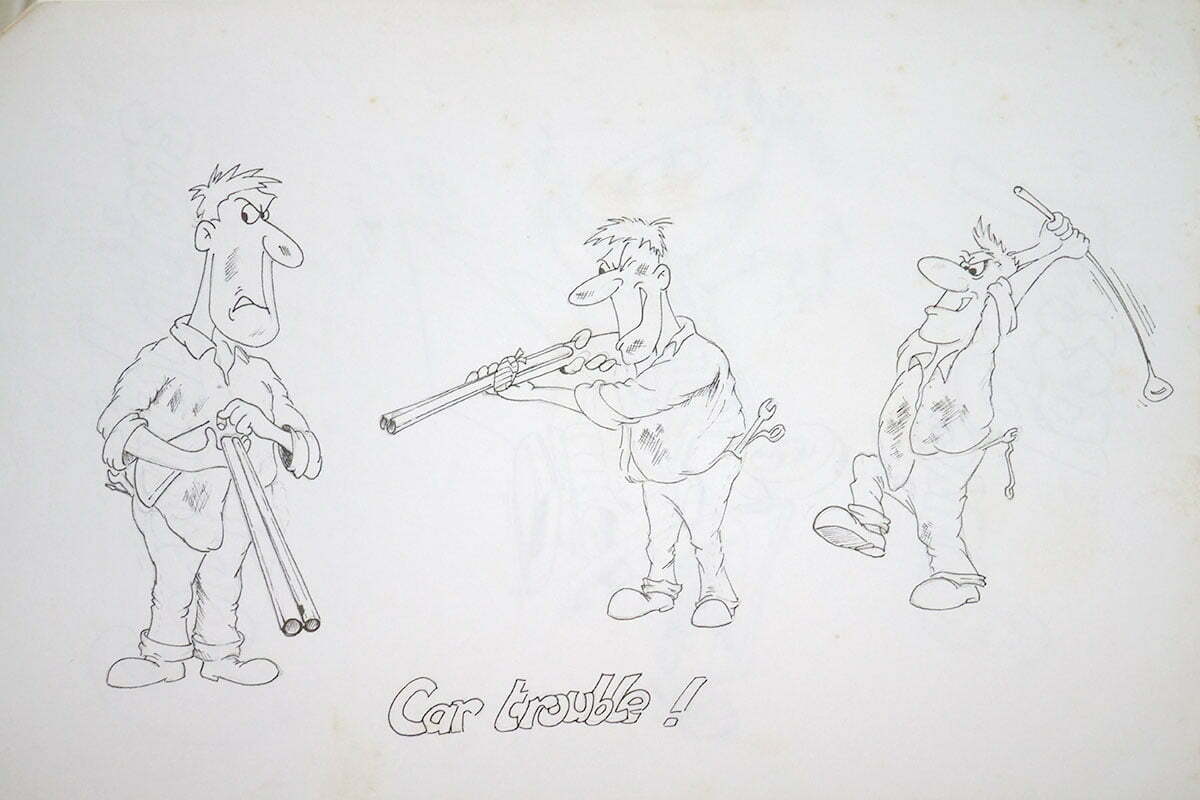 Car trouble cartoon artwork