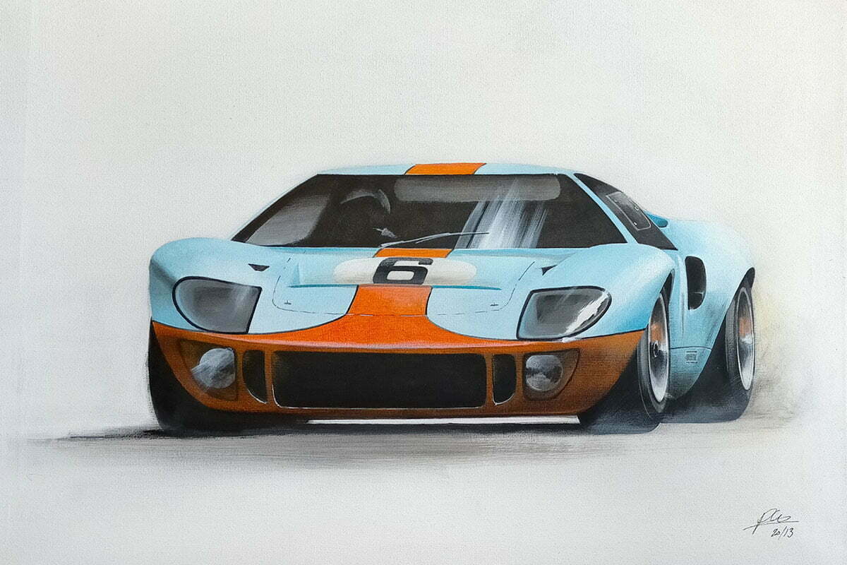 Vintage motor racing car art