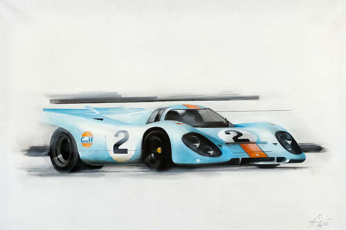 Vintage motor racing car art
