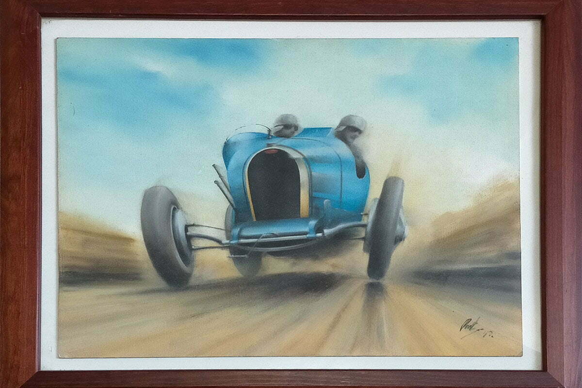 Vintage motor racing car painting