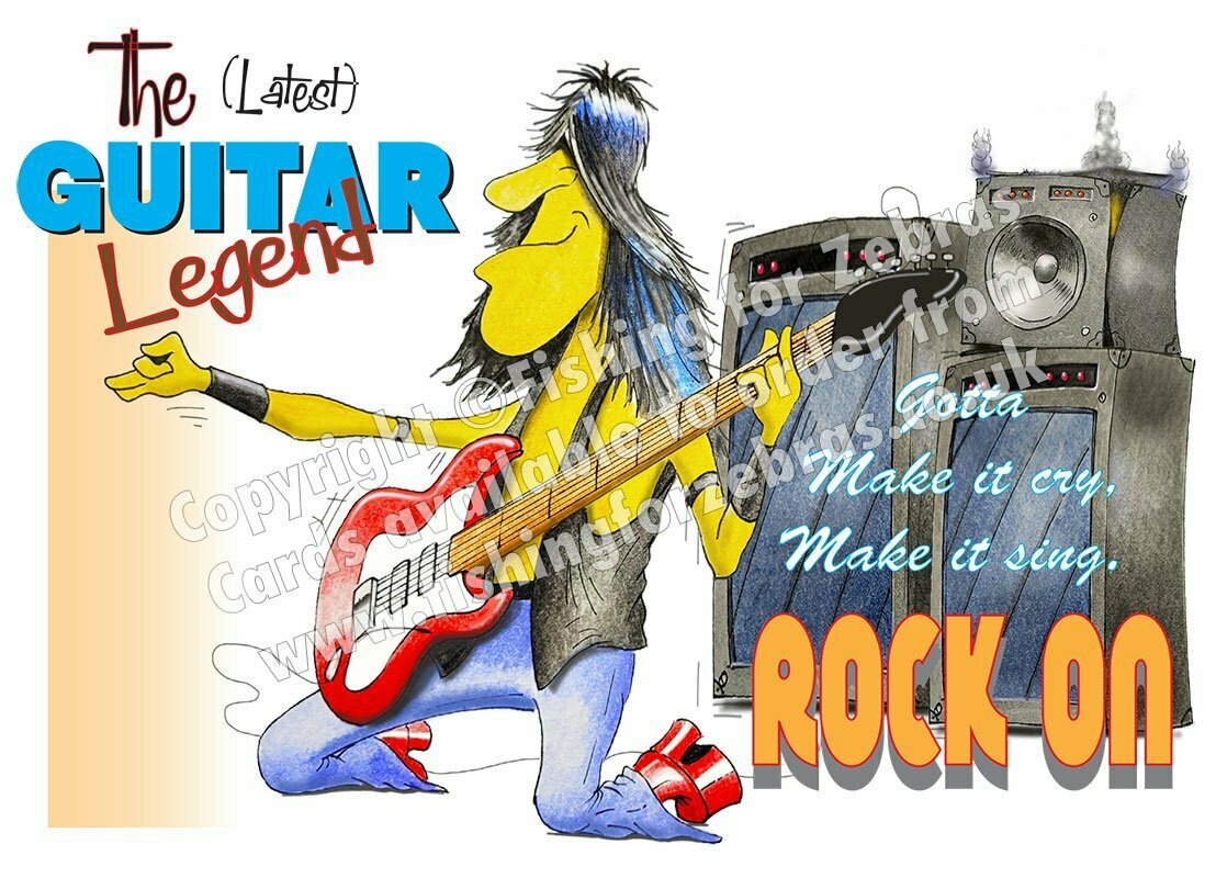 The Latest Guitar Legend greetings card